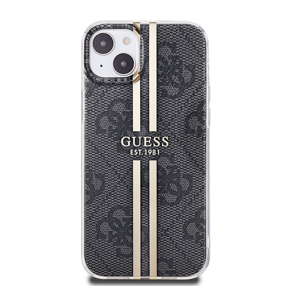 Etui til Apple iPhone 15 Plus, Guess, IML 4G Gold Stripe, Sort