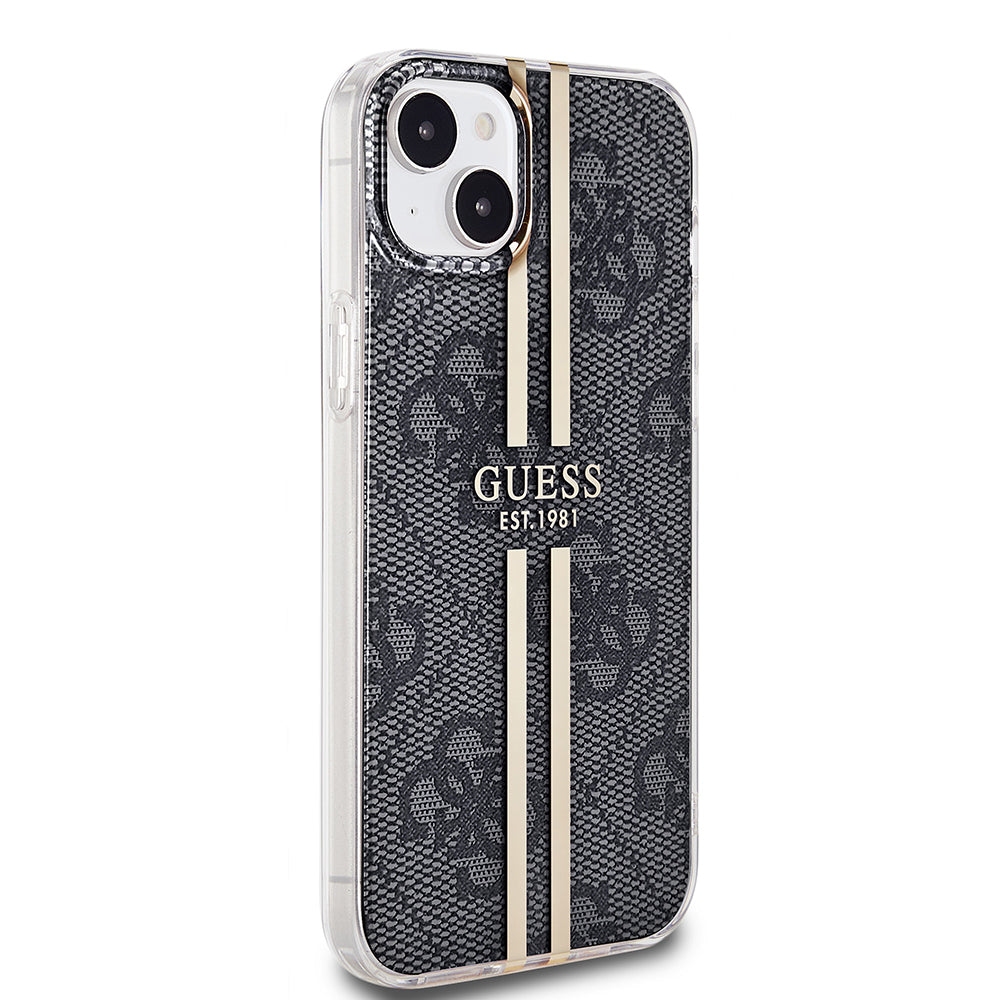 Etui til Apple iPhone 15 Plus, Guess, IML 4G Gold Stripe, Sort