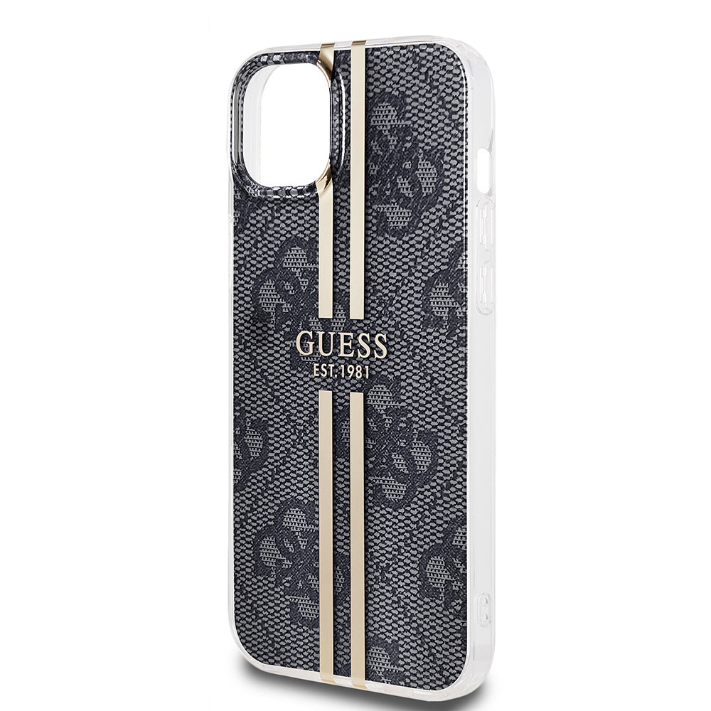 Etui til Apple iPhone 15 Plus, Guess, IML 4G Gold Stripe, Sort