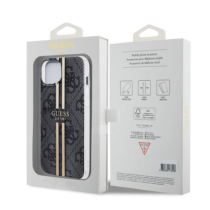 Etui til Apple iPhone 15 Plus, Guess, IML 4G Gold Stripe, Sort