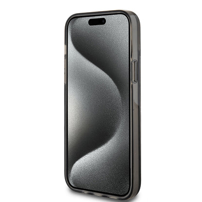 Etui til Apple iPhone 15 Plus, Guess, Liquid Glitter Gold Stripes, Sort