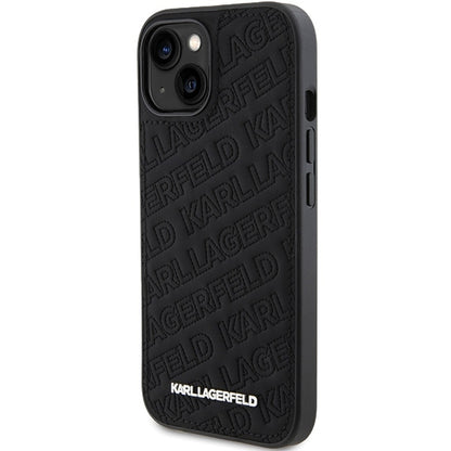 Etui til Apple iPhone 15 Plus, Karl Lagerfeld, Diagonal Quilted K Mønster, Sort