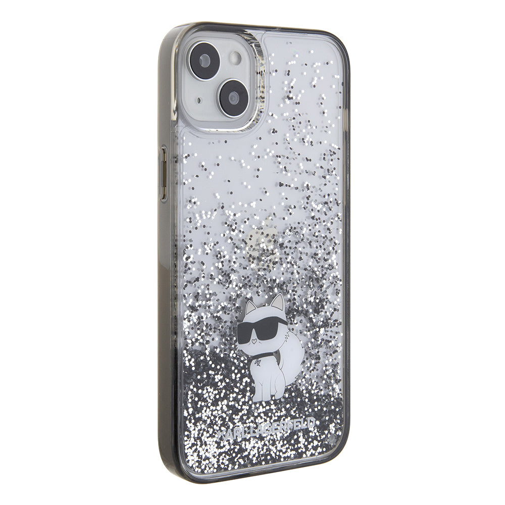 Etui til Apple iPhone 15 Plus, Karl Lagerfeld, Liquid Glitter Choupette, Gennemsigtig