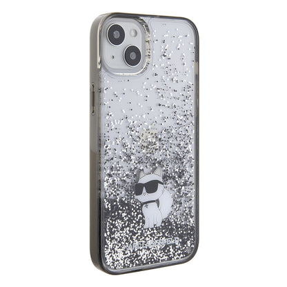 Etui til Apple iPhone 15 Plus, Karl Lagerfeld, Liquid Glitter Choupette, Gennemsigtig