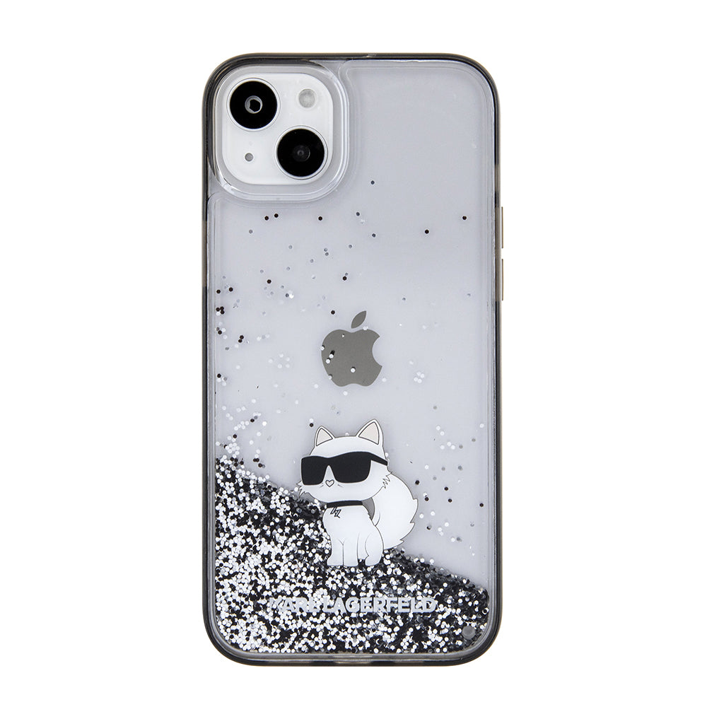 Etui til Apple iPhone 15 Plus, Karl Lagerfeld, Liquid Glitter Choupette, Gennemsigtig