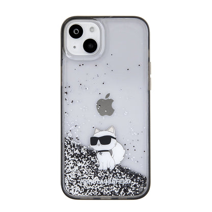 Etui til Apple iPhone 15 Plus, Karl Lagerfeld, Liquid Glitter Choupette, Gennemsigtig