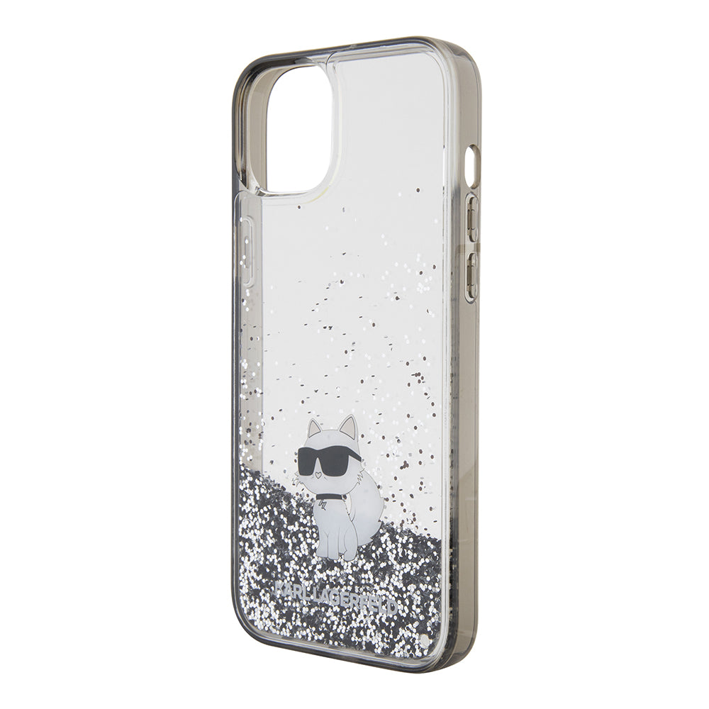Etui til Apple iPhone 15 Plus, Karl Lagerfeld, Liquid Glitter Choupette, Gennemsigtig