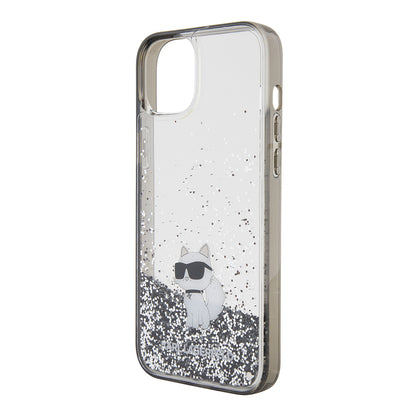 Etui til Apple iPhone 15 Plus, Karl Lagerfeld, Liquid Glitter Choupette, Gennemsigtig