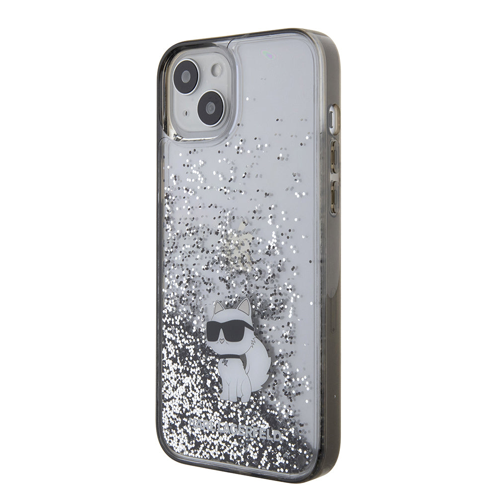 Etui til Apple iPhone 15 Plus, Karl Lagerfeld, Liquid Glitter Choupette, Gennemsigtig