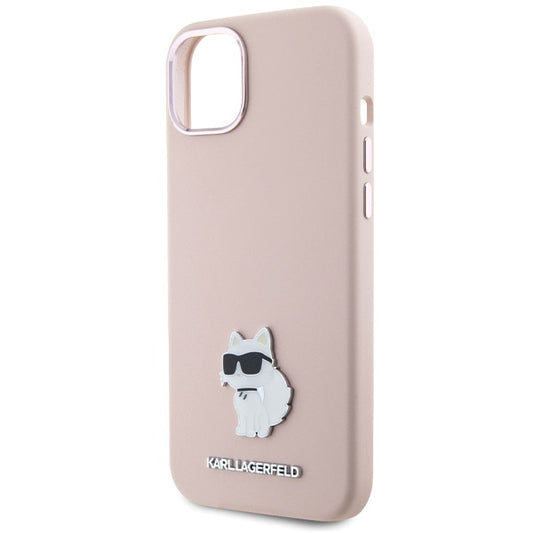 Etui til Apple iPhone 15 Plus, Karl Lagerfeld, Silicone Choupette Metal, Pink