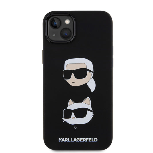 Etui til Apple iPhone 15 Plus, Karl Lagerfeld, Silicone Karl & Choupette's Heads, Sort