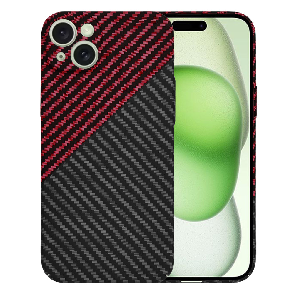 Cover til Apple iPhone 15 Plus, Techsuit, Carbonite FiberShell, Sort Rød