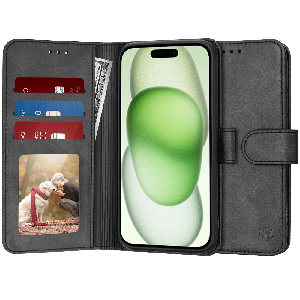 Cover til Apple iPhone 15 Plus, Techsuit, Diary Book, Sort