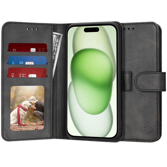 Cover til Apple iPhone 15 Plus, Techsuit, Diary Book, Sort
