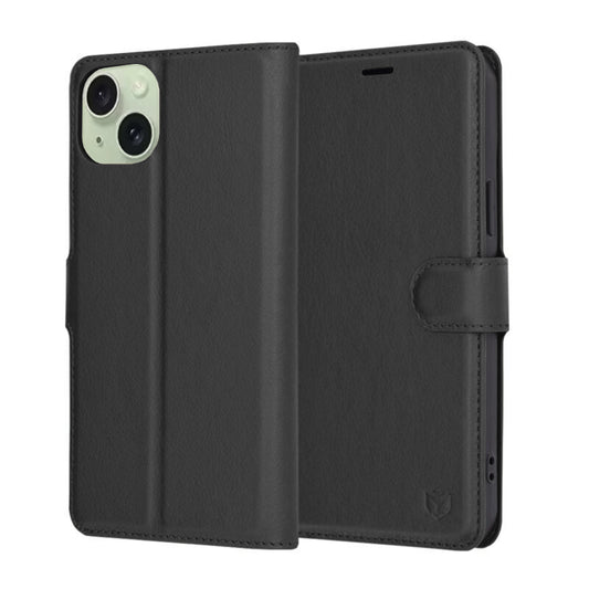 Cover til Apple iPhone 15 Plus, Techsuit, Leather Folio, Sort