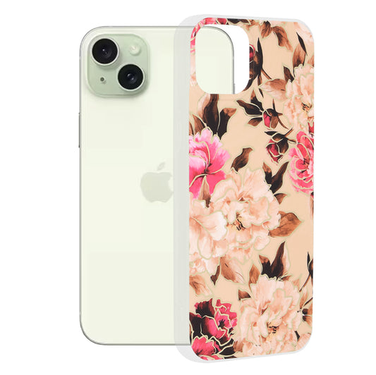 Cover til Apple iPhone 15 Plus, Techsuit, Marble, Beige