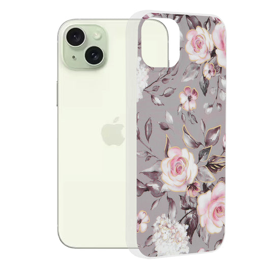 Cover til Apple iPhone 15 Plus, Techsuit, Marble, Grå