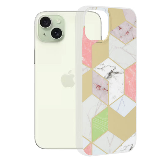 Cover til Apple iPhone 15 Plus, Techsuit, Marble, Lilla
