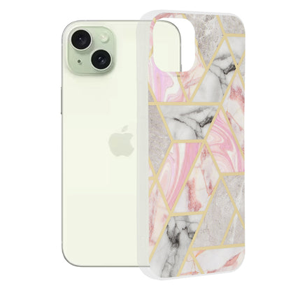 Cover til Apple iPhone 15 Plus, Techsuit, Marble, Pink