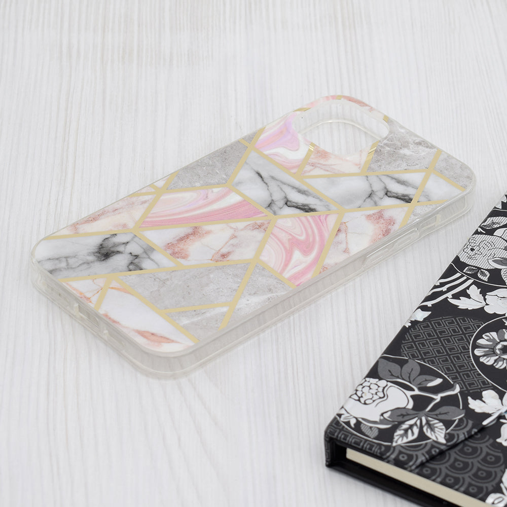 Cover til Apple iPhone 15 Plus, Techsuit, Marble, Pink