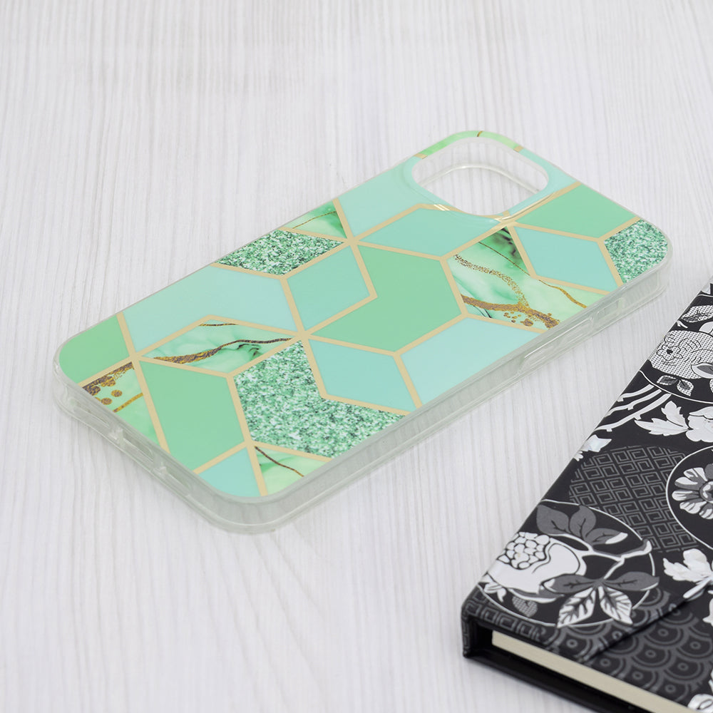Cover til Apple iPhone 15 Plus, Techsuit, Marble, Grøn