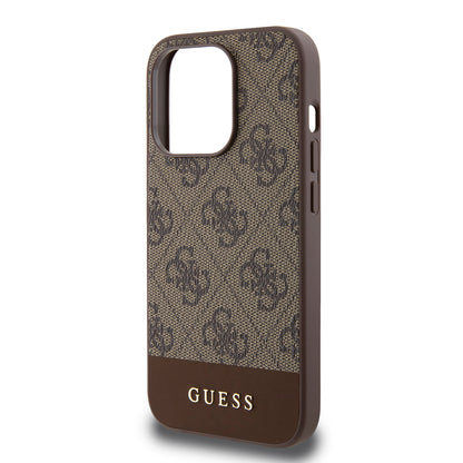 Etui til Apple iPhone 15 Pro, Guess, 4G Stripe, Brun