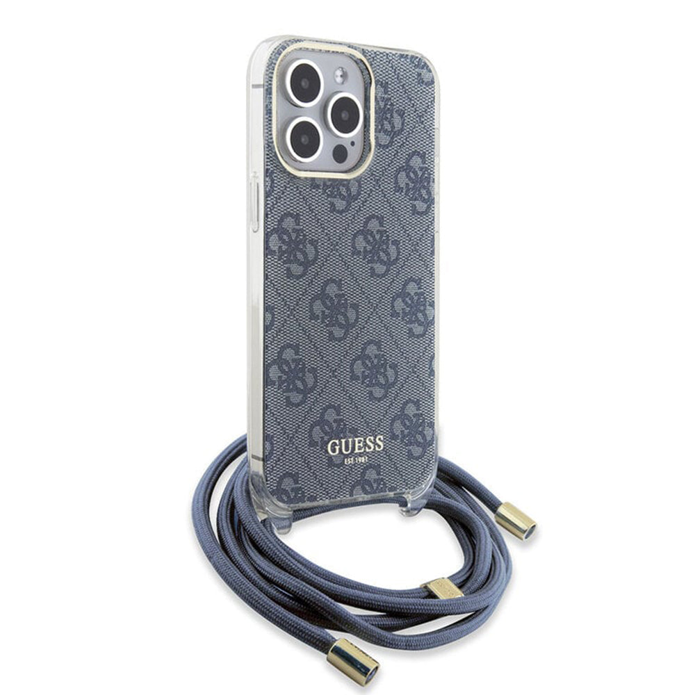 Etui til Apple iPhone 15 Pro, Guess, Crossbody Cord 4G Print, Blå