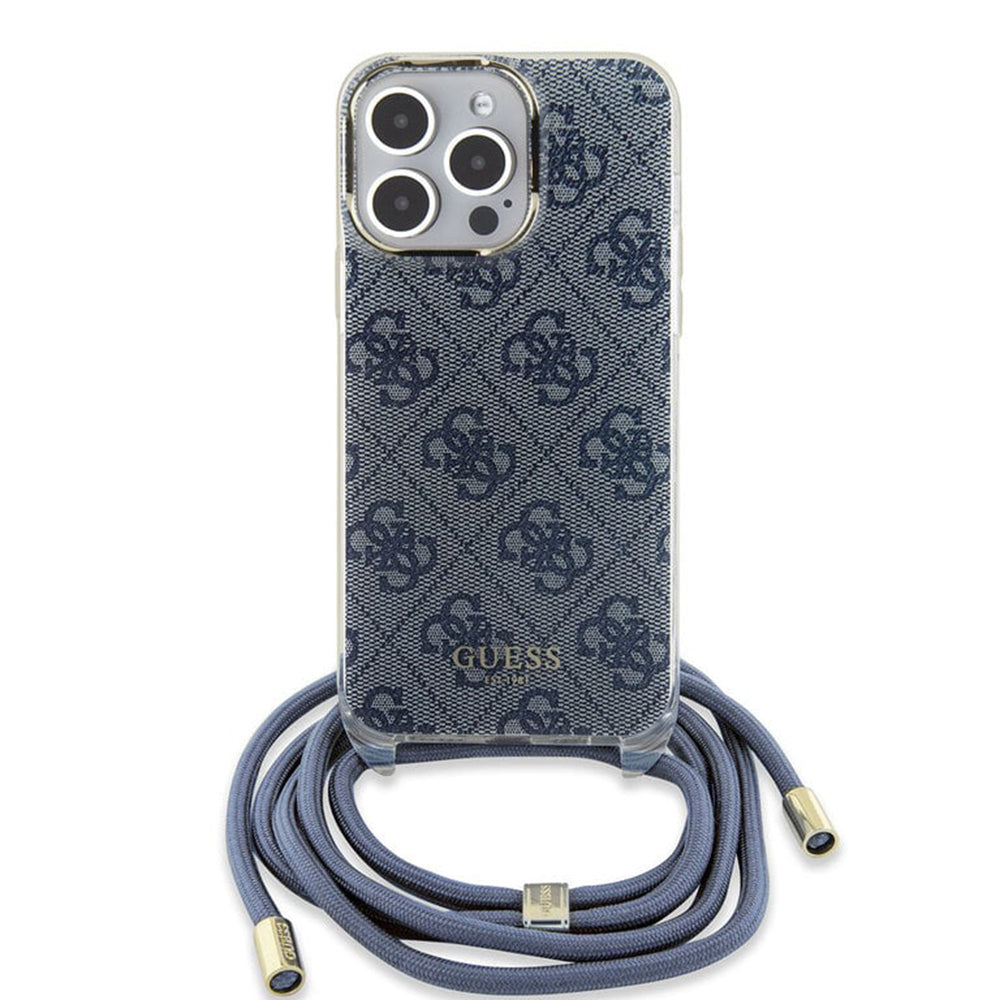 Etui til Apple iPhone 15 Pro, Guess, Crossbody Cord 4G Print, Blå