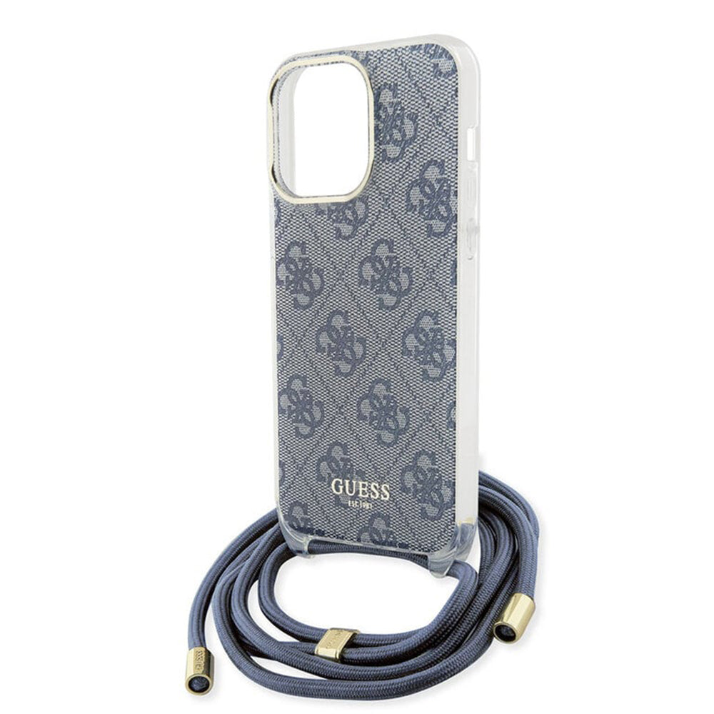 Etui til Apple iPhone 15 Pro, Guess, Crossbody Cord 4G Print, Blå