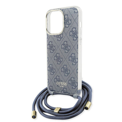 Etui til Apple iPhone 15 Pro, Guess, Crossbody Cord 4G Print, Blå