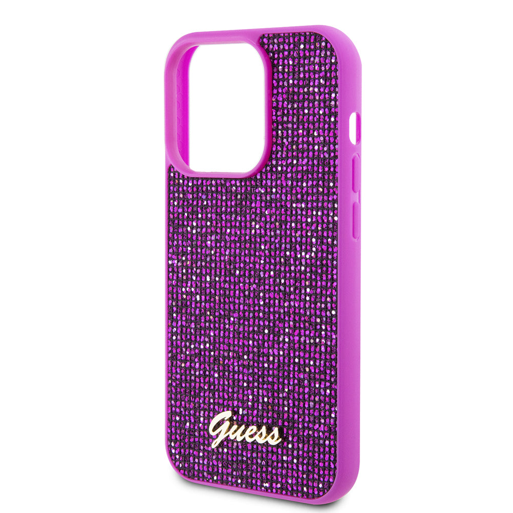 Etui til Apple iPhone 15 Pro, Guess, Disco Metal Script, Fuchsia
