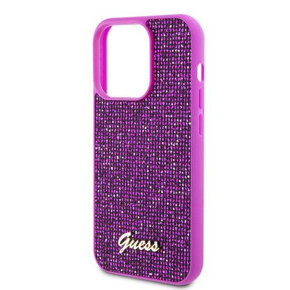 Etui til Apple iPhone 15 Pro, Guess, Disco Metal Script, Fuchsia