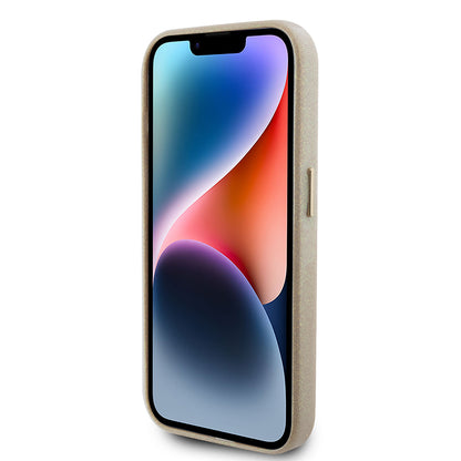 Etui til Apple iPhone 15 Pro, Guess, Glitter Glossy Script, Beige