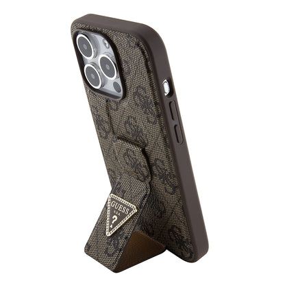 Etui til Apple iPhone 15 Pro, Guess, Grip Stand 4G Triangle Strass, Brun