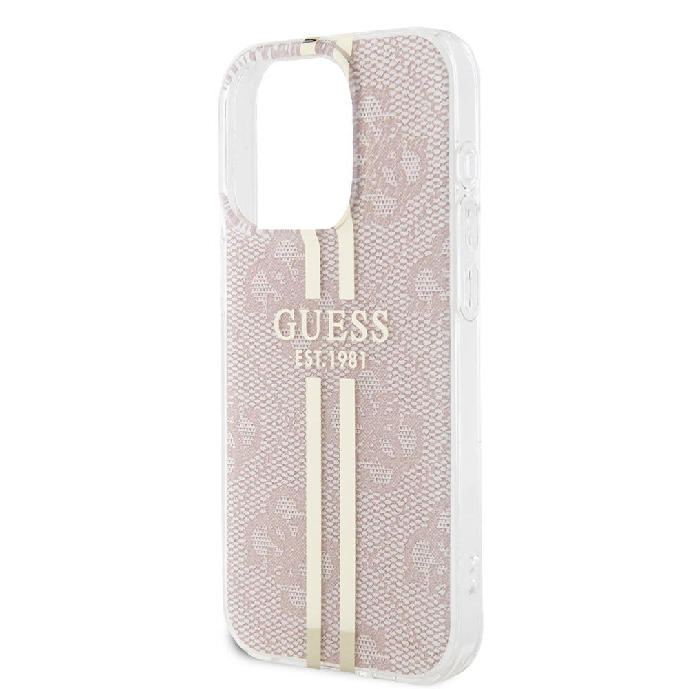 Etui til Apple iPhone 15 Pro, Guess, IML 4G Gold Stripe, Pink