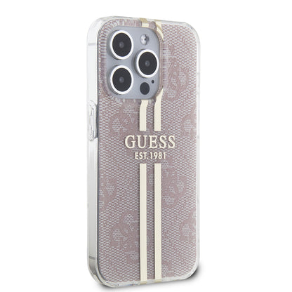 Etui til Apple iPhone 15 Pro, Guess, IML 4G Gold Stripe, Pink