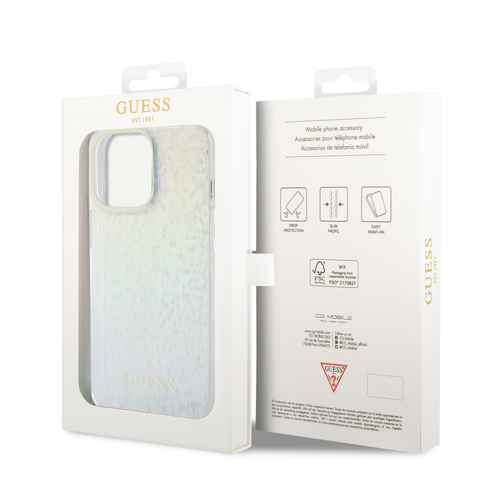 Etui til Apple iPhone 15 Pro, Guess, IML Faceted Mirror Disco Iridescent, Flerfarvet