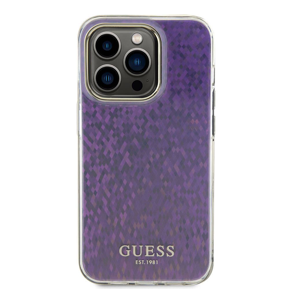 Etui til Apple iPhone 15 Pro, Guess, IML Faceted Mirror Disco Iridescent, Pink