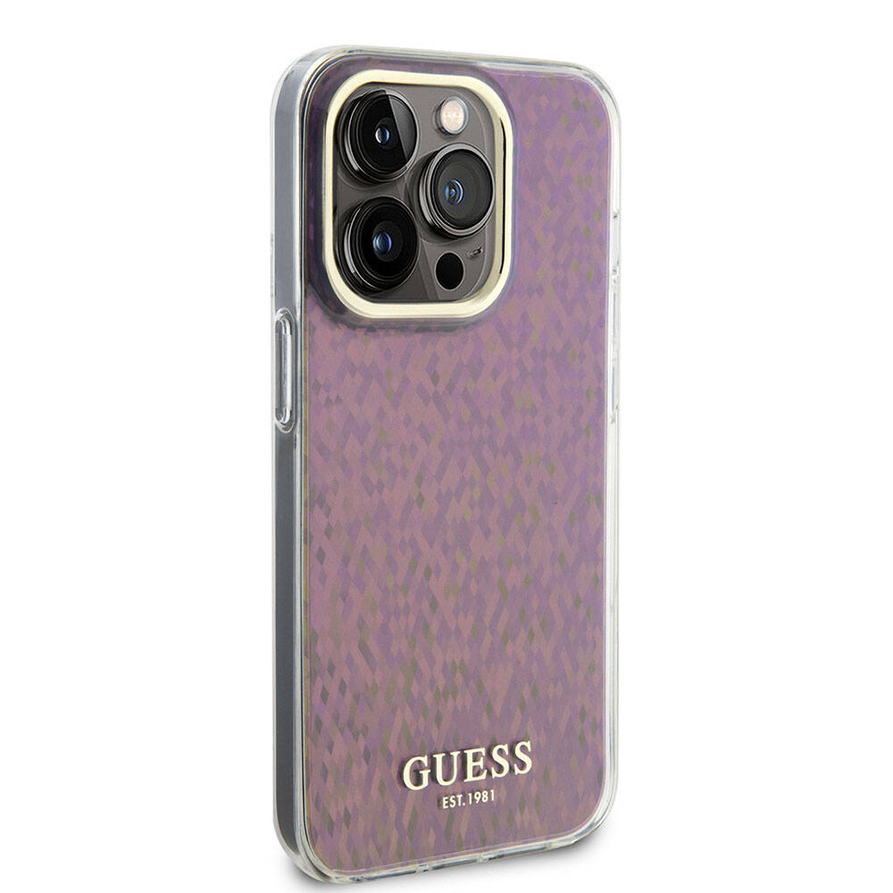 Etui til Apple iPhone 15 Pro, Guess, IML Faceted Mirror Disco Iridescent, Pink