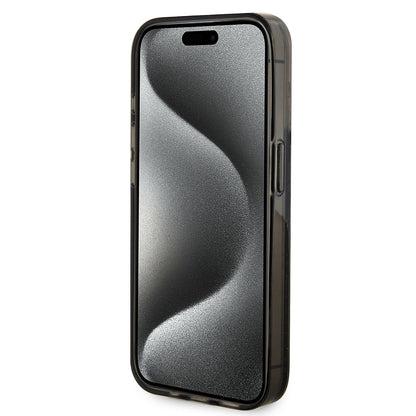 Etui til Apple iPhone 15 Pro, Guess, Liquid Glitter Gold Stripe, Sort