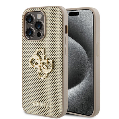 Etui til Apple iPhone 15 Pro, Guess, Perforated 4G, Gylden