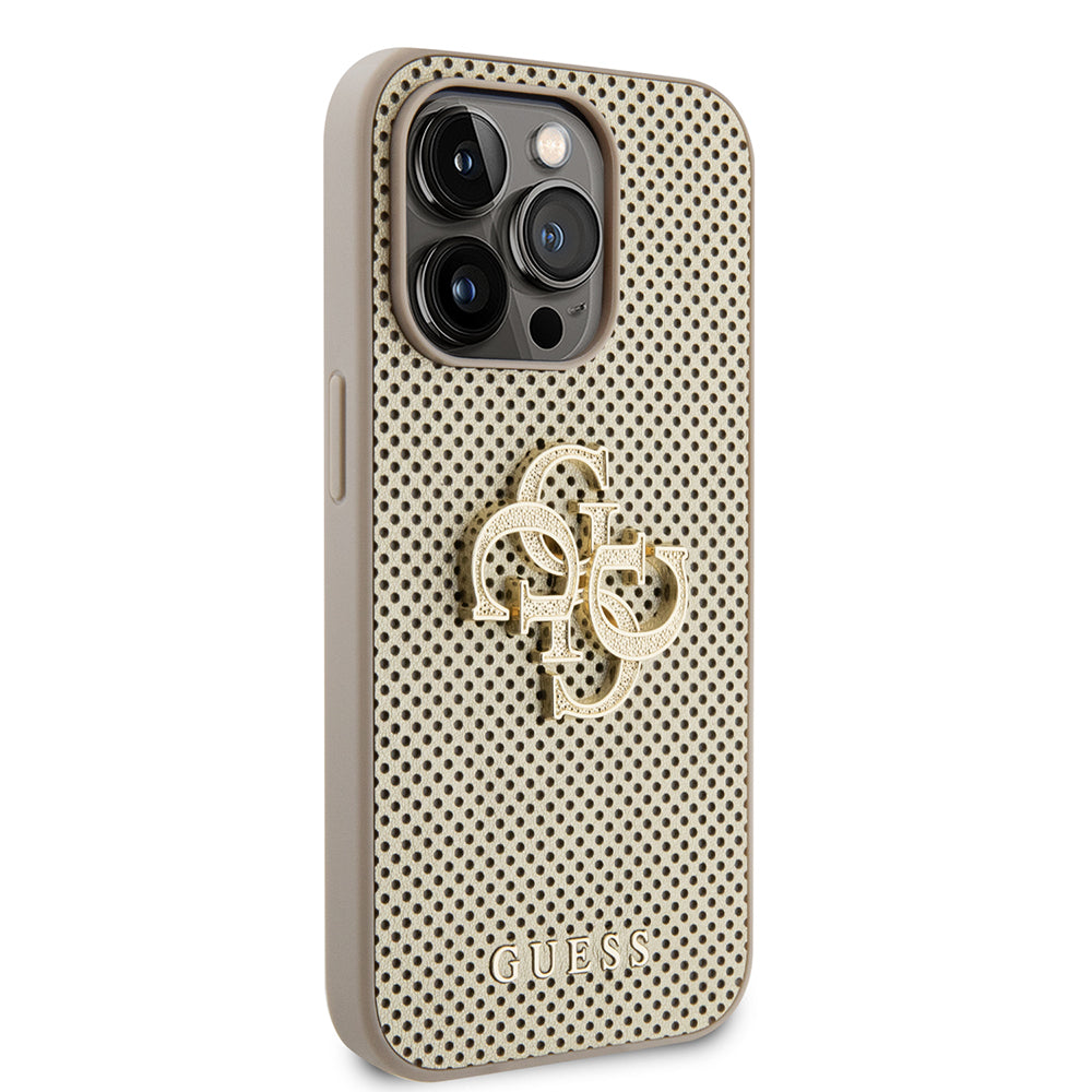 Etui til Apple iPhone 15 Pro, Guess, Perforated 4G, Gylden