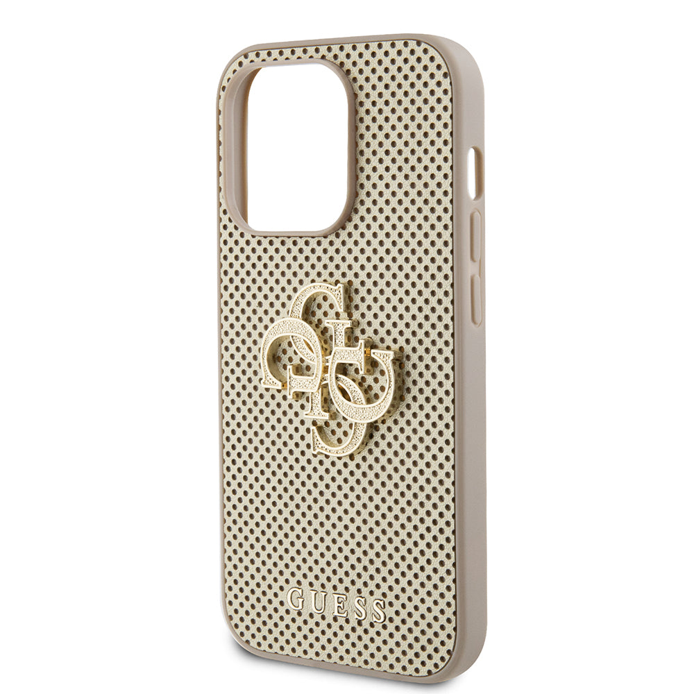 Etui til Apple iPhone 15 Pro, Guess, Perforated 4G, Gylden