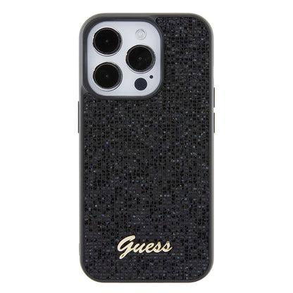 Case for Apple iPhone 15 Pro, Guess, PU Square Mirror Script Logo, Black GUHCP15LPMSDGSK