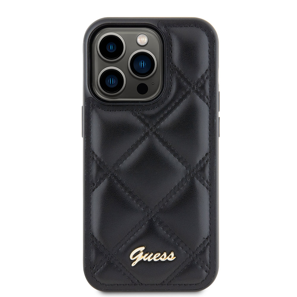 Etui til Apple iPhone 15 Pro, Guess, Quilted Metal Logo, Sort