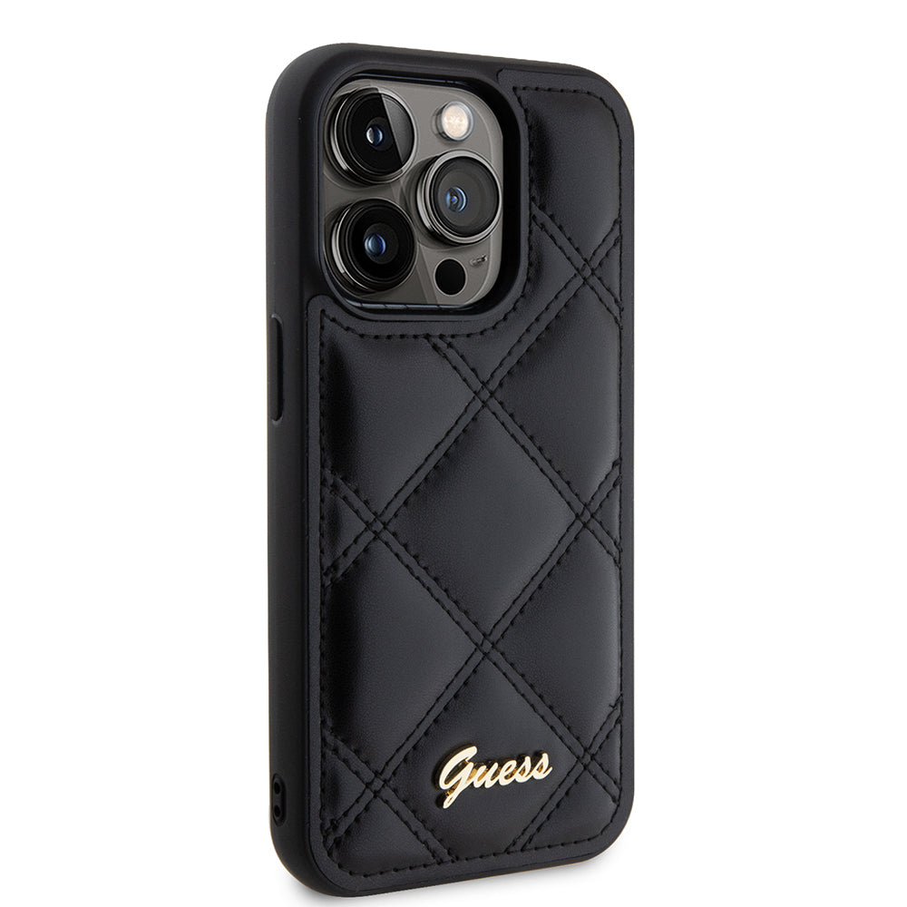 Etui til Apple iPhone 15 Pro, Guess, Quilted Metal Logo, Sort