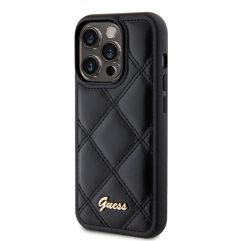 Etui til Apple iPhone 15 Pro, Guess, Quilted Metal Logo, Sort