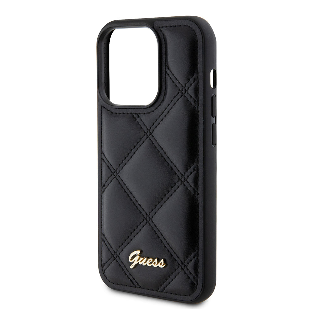 Etui til Apple iPhone 15 Pro, Guess, Quilted Metal Logo, Sort