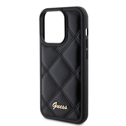 Etui til Apple iPhone 15 Pro, Guess, Quilted Metal Logo, Sort