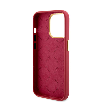 Etui til Apple iPhone 15 Pro, Guess, Script Metal Logo & Ramme, Rosa